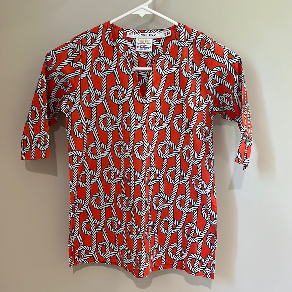 Gretchen Scott girls rope design orange tunic. Size 4/6